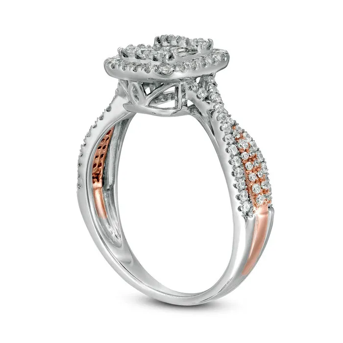 Goldia 075 CT TW Composite Natural Diamond Cushion Frame Twist Shank Engagement Ring in Solid 10K TwoTone Gold Rings Goldia 075 CT TW Composite Natural Diamond Cushion Frame Twist Shank Engagement Ring in Solid 10K TwoTone Gold Rings