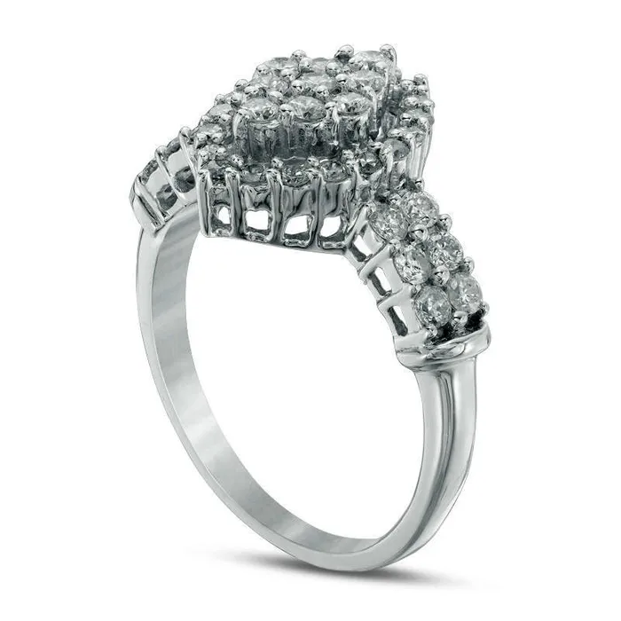Goldia 10 CT TW Composite Natural Diamond Marquise Frame Ring in Solid 10K White Gold Rings Goldia 10 CT TW Composite Natural Diamond Marquise Frame Ring in Solid 10K White Gold Rings