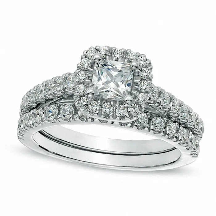 Goldia 125 CT TW PrincessCut Natural Diamond Frame Bridal Engagement Ring Set in Solid 10K White Gold Rings Goldia 125 CT TW PrincessCut Natural Diamond Frame Bridal Engagement Ring Set in Solid 10K White Gold Rings