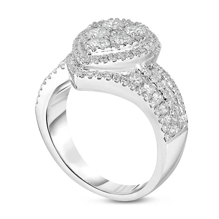 Goldia 15 CT TW Composite Natural Diamond Teardrop Frame MultiRow Bypass Ring in Solid 14K White Gold Rings Goldia 15 CT TW Composite Natural Diamond Teardrop Frame MultiRow Bypass Ring in Solid 14K White Gold Rings