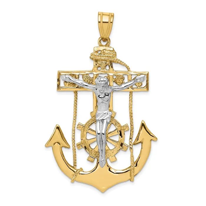 Goldia 14k Twotone Gold Mariners Crucifix Pendant Rings