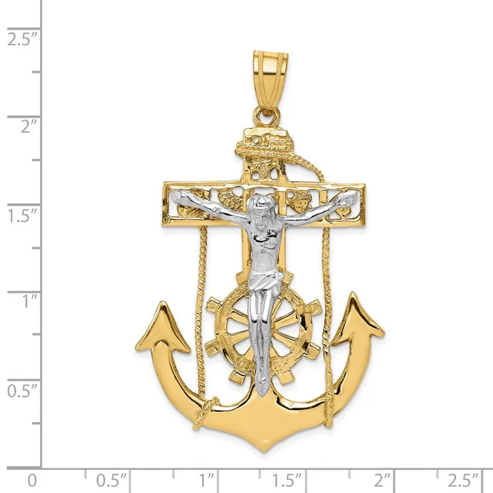 Goldia 14k Twotone Gold Mariners Crucifix Pendant Rings