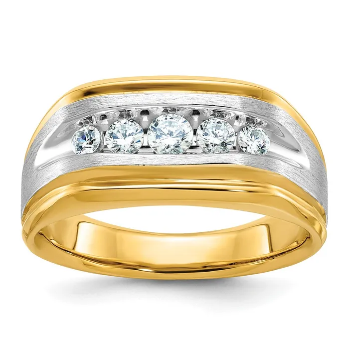 Goldia 14k Twotone Gold Mens Polished and Satin 12 carat Diamond Complete Ring Rings Goldia 14k Twotone Gold Mens Polished and Satin 12 carat Diamond Complete Ring Rings
