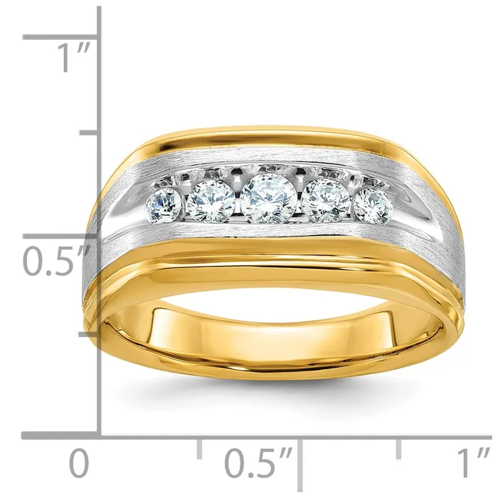 Goldia 14k Twotone Gold Mens Polished and Satin 12 carat Diamond Complete Ring Rings