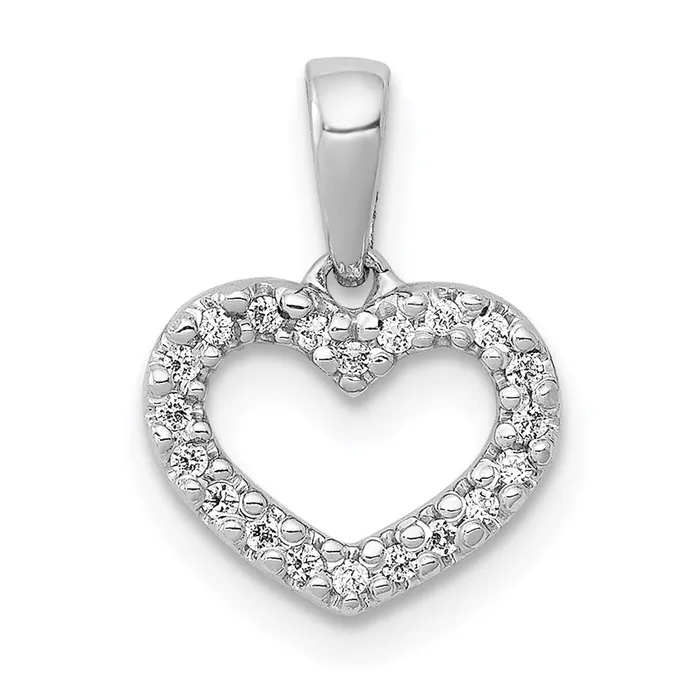 Goldia 14k White Gold 03ct Real Diamond Heart Pendant Necklaces