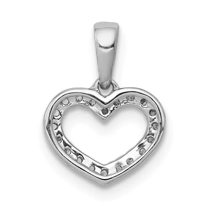 Goldia 14k White Gold 03ct Real Diamond Heart Pendant Necklaces