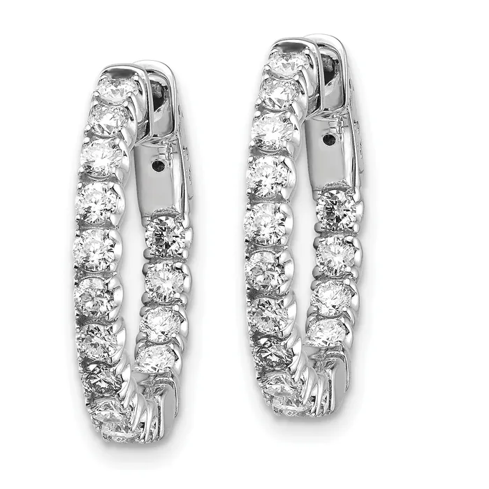 Goldia 14k White Gold 1 12 Ct Lab Grown Diamond VSSI G Round In and Out Safety Clasp Hoop Earrings Earrings