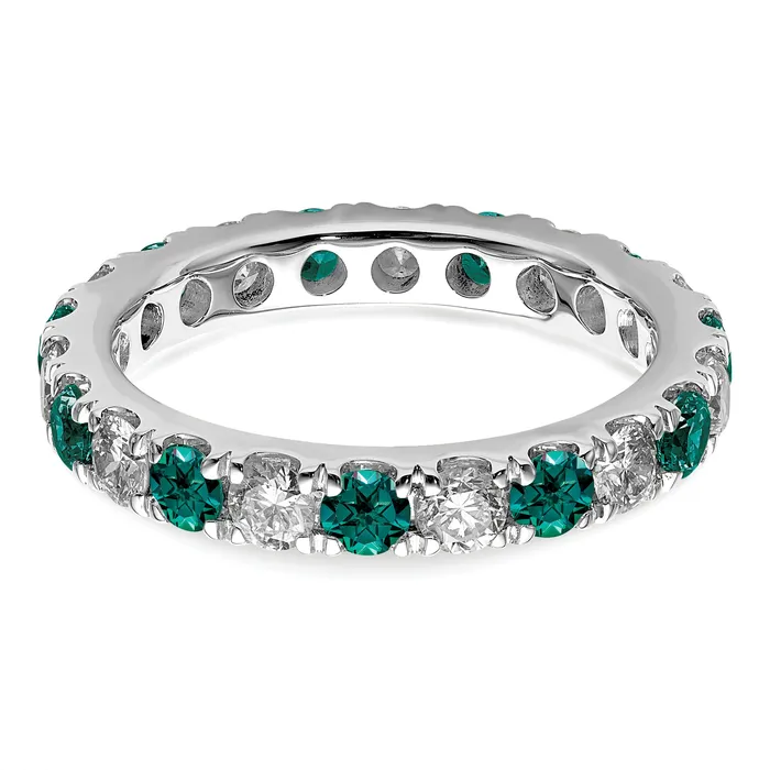 Goldia 14k White Gold 1 15 Ct Lab Grown Diamond VSSI G and Lab Created Alexandrite Eternity Band Ring Rings