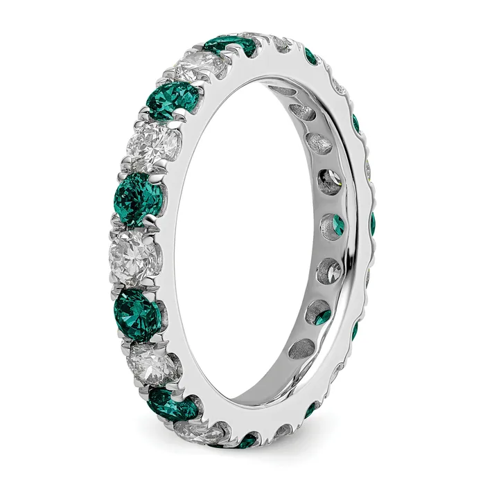 Goldia 14k White Gold 1 15 Ct Lab Grown Diamond VSSI G and Lab Created Alexandrite Eternity Band Ring Rings