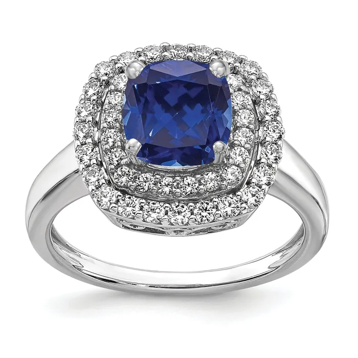 Goldia 14k White Gold 12 Ct Lab Grown Diamond VSSI G and Lab Created Blue Sapphire Fashion Ring Rings Goldia 14k White Gold 12 Ct Lab Grown Diamond VSSI G and Lab Created Blue Sapphire Fashion Ring Rings