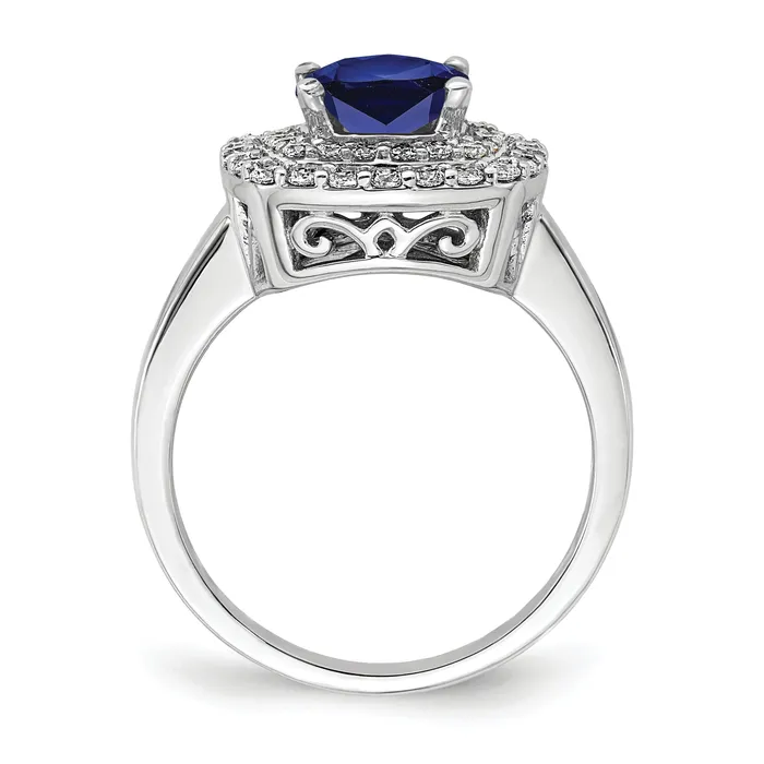 Goldia 14k White Gold 12 Ct Lab Grown Diamond VSSI G and Lab Created Blue Sapphire Fashion Ring Rings