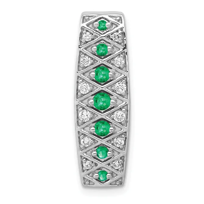 Goldia 14k White Gold 15 Ct Lab Grown Diamond VSSI G and Lab Created Emerald Chain Slide Pendant Necklaces Goldia 14k White Gold 15 Ct Lab Grown Diamond VSSI G and Lab Created Emerald Chain Slide Pendant Necklaces