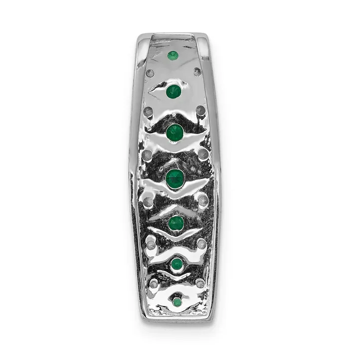 Goldia 14k White Gold 15 Ct Lab Grown Diamond VSSI G and Lab Created Emerald Chain Slide Pendant Necklaces