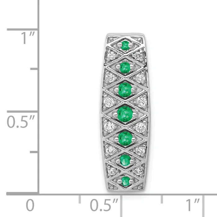 Goldia 14k White Gold 15 Ct Lab Grown Diamond VSSI G and Lab Created Emerald Chain Slide Pendant Necklaces