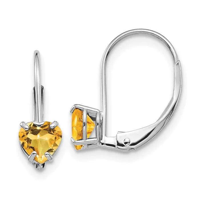 Goldia 14k White Gold 5mm Heart Citrine Leverback Earrings Earrings
