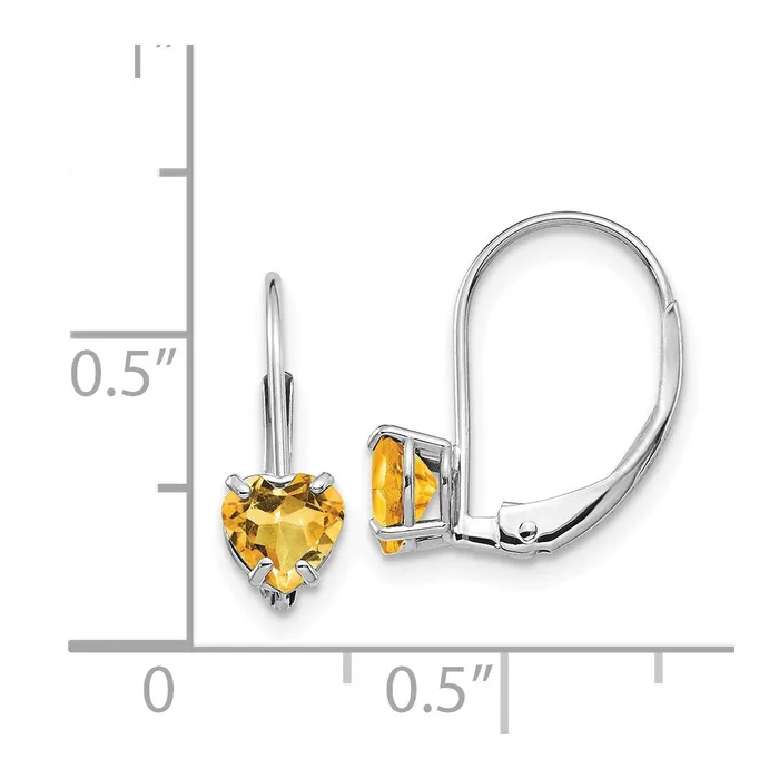 Goldia 14k White Gold 5mm Heart Citrine Leverback Earrings Earrings