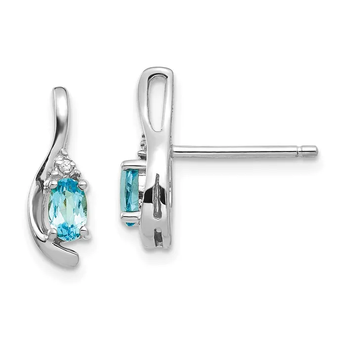 Goldia 14k White Gold Blue Topaz and Diamond Post Earrings Earrings