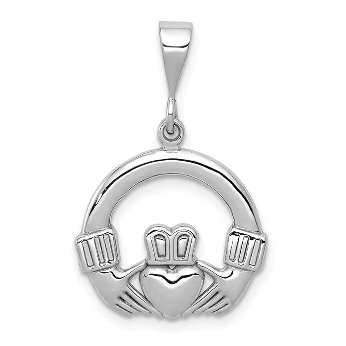 Goldia 14k White Gold Claddagh Charm Charm Necklaces
