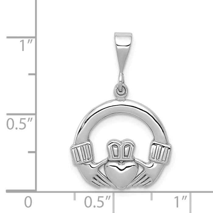 Goldia 14k White Gold Claddagh Charm Charm Necklaces