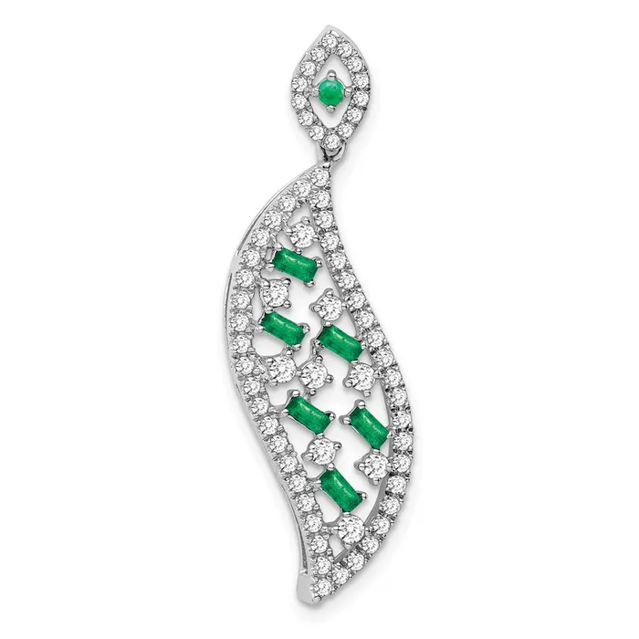 Goldia 14k White Gold Emerald and Real Diamond Wave Chain Slide Necklaces Goldia 14k White Gold Emerald and Real Diamond Wave Chain Slide Necklaces