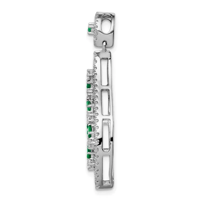 Goldia 14k White Gold Emerald and Real Diamond Wave Chain Slide Necklaces