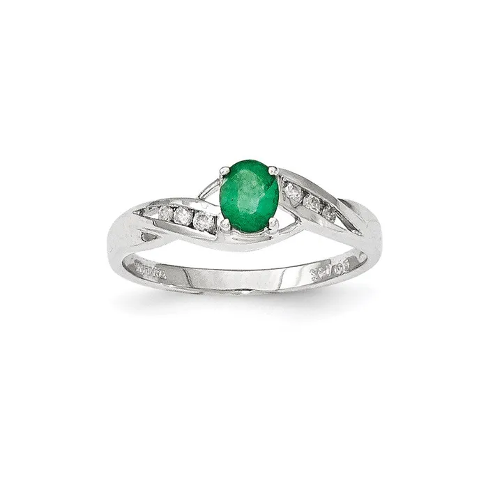 Goldia 14k White Gold Emerald Real Diamond Ring Rings