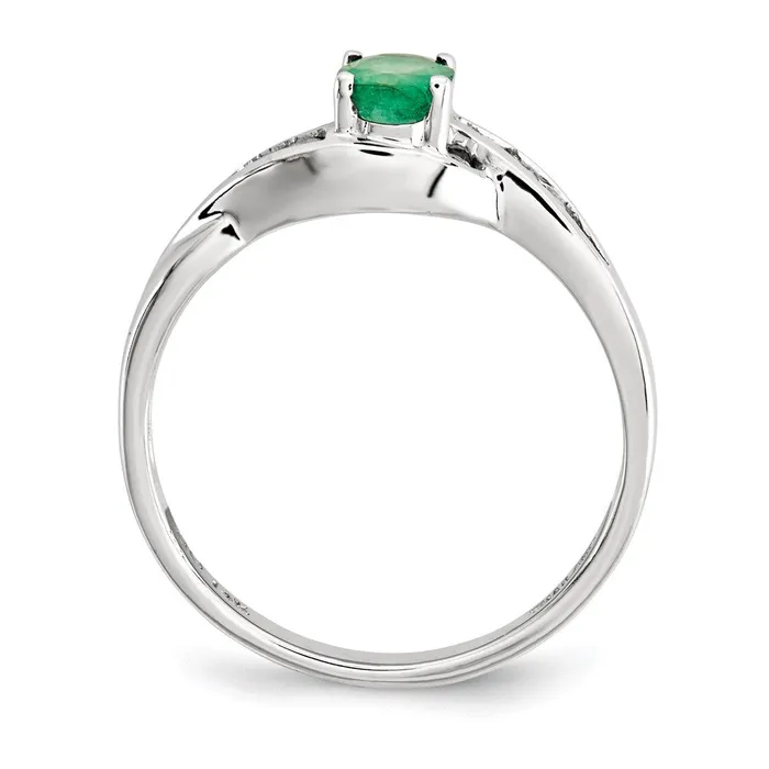 Goldia 14k White Gold Emerald Real Diamond Ring Rings