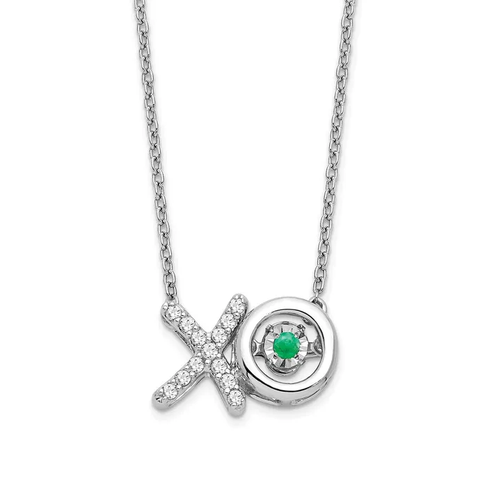 Goldia 14k White Gold EmeraldReal Diamond X and O Necklace Necklaces