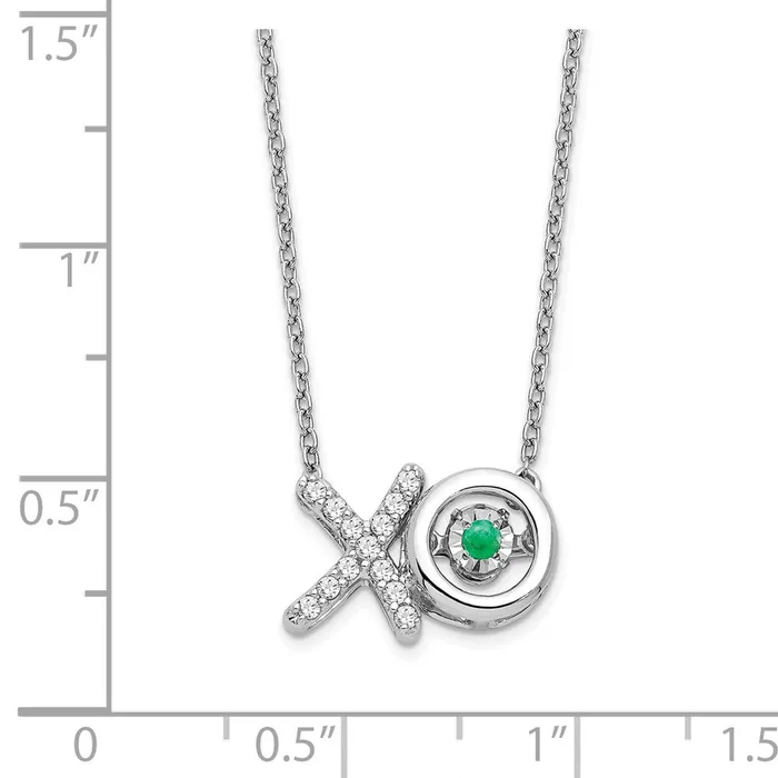 Goldia 14k White Gold EmeraldReal Diamond X and O Necklace Necklaces