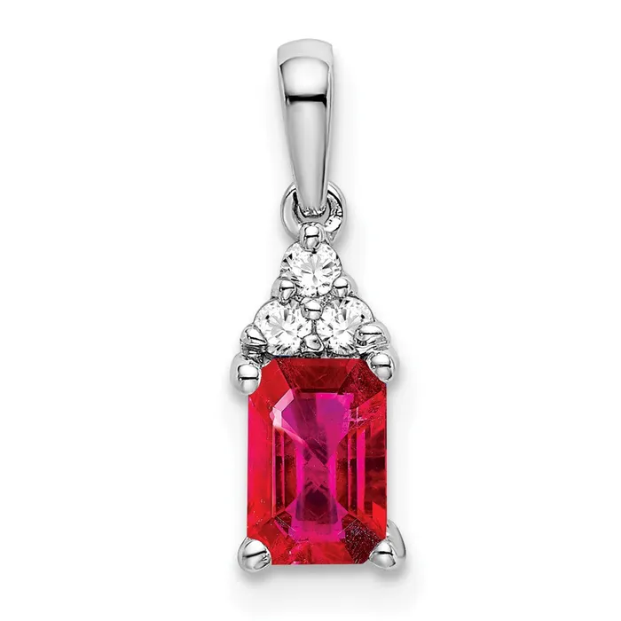 Goldia 14k White Gold Emeraldshape Ruby and Real Diamond Pendant Necklaces Goldia 14k White Gold Emeraldshape Ruby and Real Diamond Pendant Necklaces
