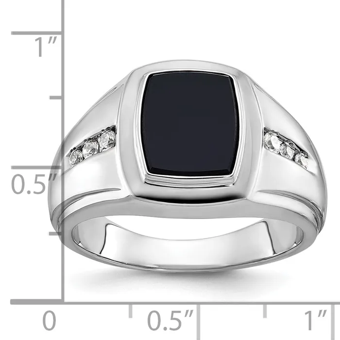 Goldia 14k White Gold Mens Onyx and Diamond Ring Mounting Rings