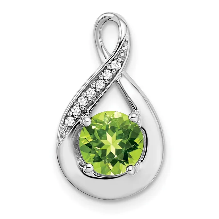 Goldia 14k White Gold Peridot and Real Diamond Pendant Necklaces