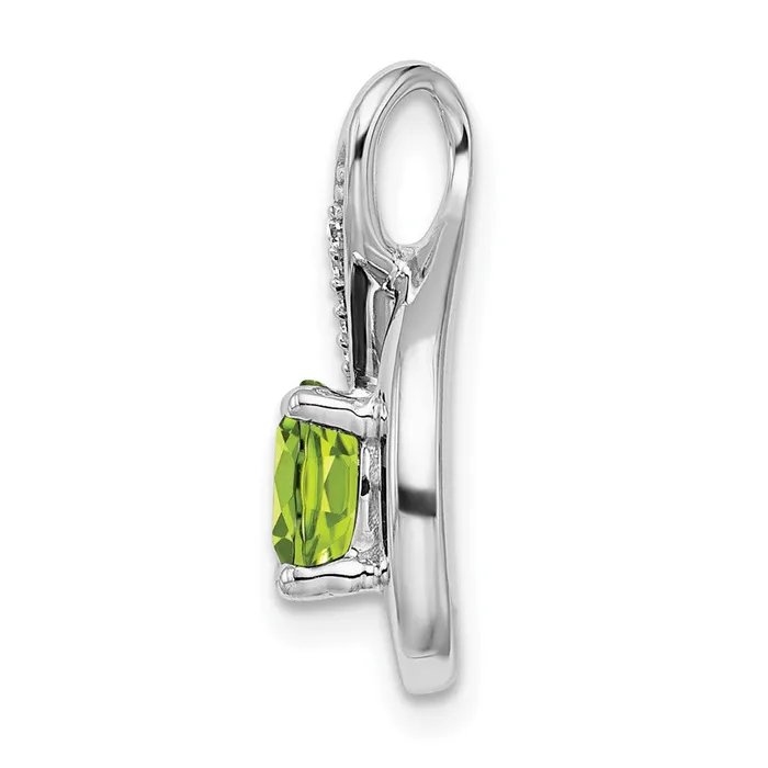 Goldia 14k White Gold Peridot and Real Diamond Pendant Necklaces
