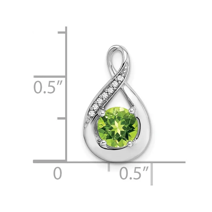 Goldia 14k White Gold Peridot and Real Diamond Pendant Necklaces