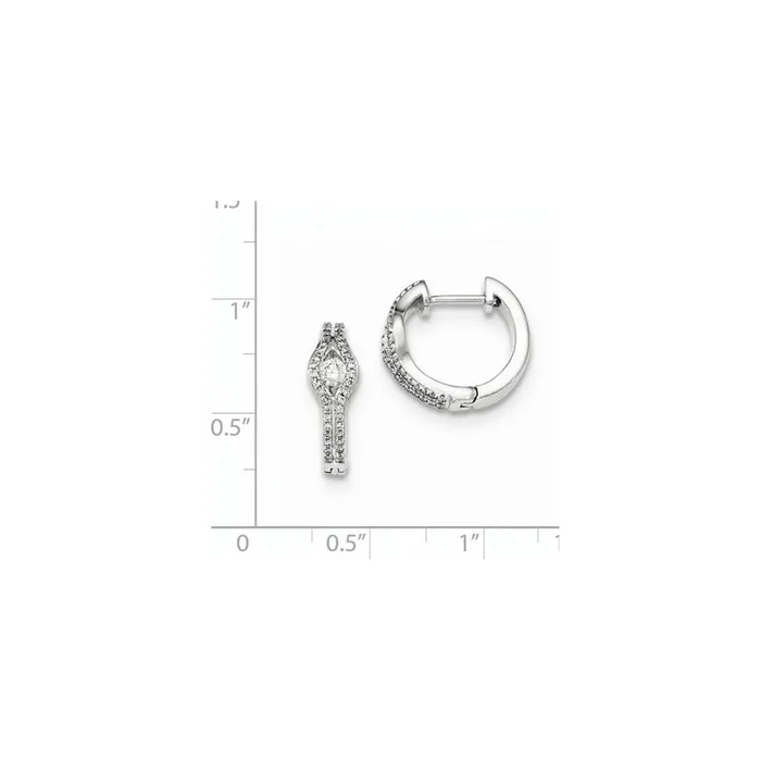 Goldia 14K White Gold Polished Real Diamond Hinged Hoop Earrings Earrings