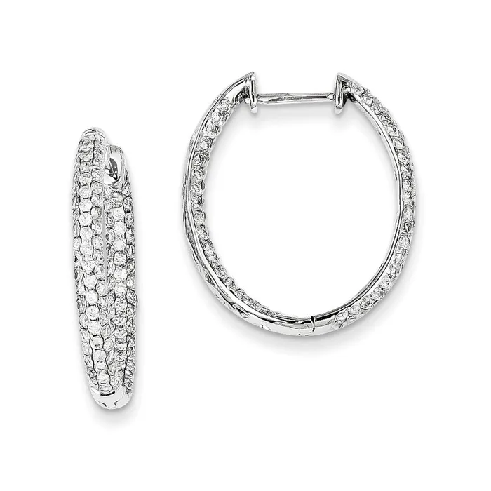 Goldia 14k White Gold Real Diamond InOut Hinged Hoop Earrings Earrings Goldia 14k White Gold Real Diamond InOut Hinged Hoop Earrings Earrings