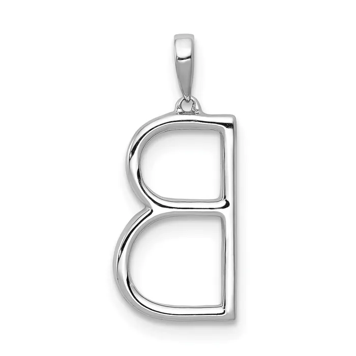 Goldia 14K White Gold Real Diamond Letter B Initial Pendant Necklaces
