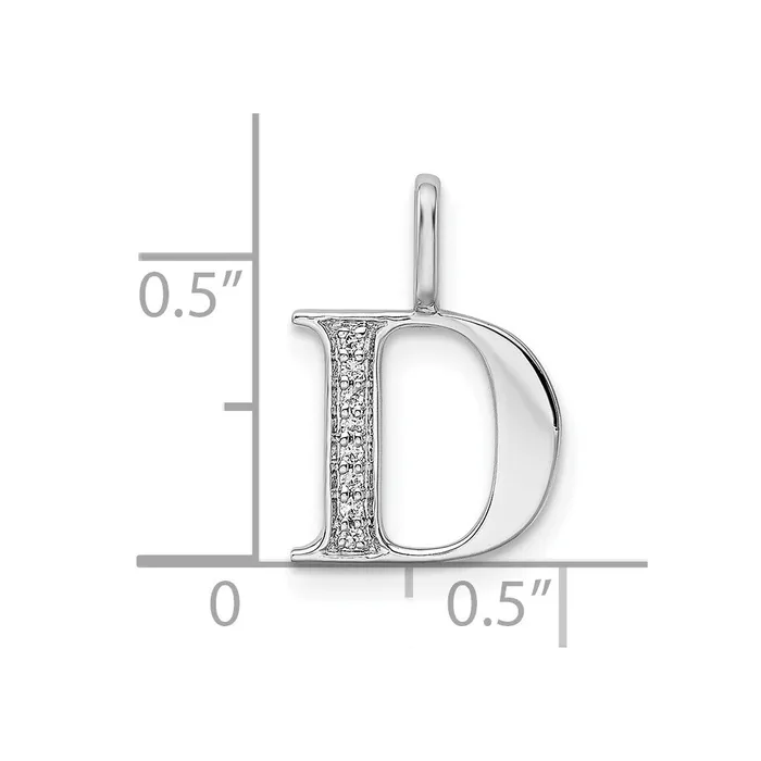 Goldia 14K White Gold Real Diamond Letter D Initial Pendant Necklaces