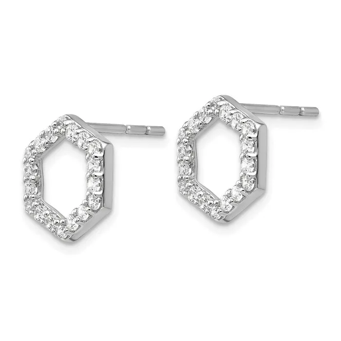 Goldia 14k White Gold True Origin Lab Grown Real Diamond VSSI D E F Hexagon Earrings Earrings