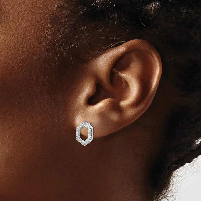 Goldia 14k White Gold True Origin Lab Grown Real Diamond VSSI D E F Hexagon Earrings Earrings