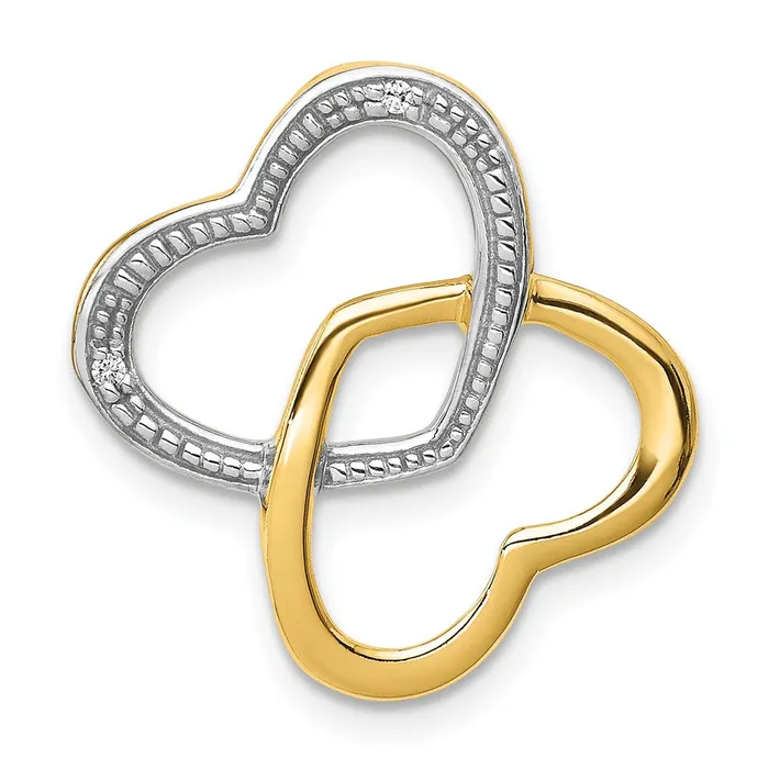Goldia 14K Yellow Gold 01ct Real Diamond Double Entwined Heart Chain Slide Necklaces Goldia 14K Yellow Gold 01ct Real Diamond Double Entwined Heart Chain Slide Necklaces