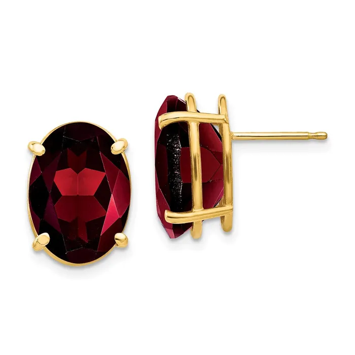 Goldia 14k Yellow Gold 14x10mm Oval Garnet Earrings Earrings