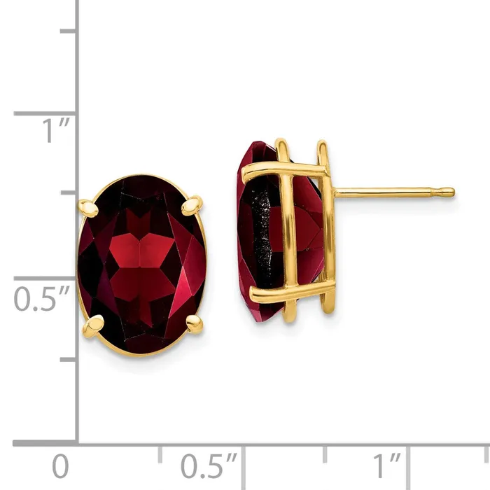 Goldia 14k Yellow Gold 14x10mm Oval Garnet Earrings Earrings