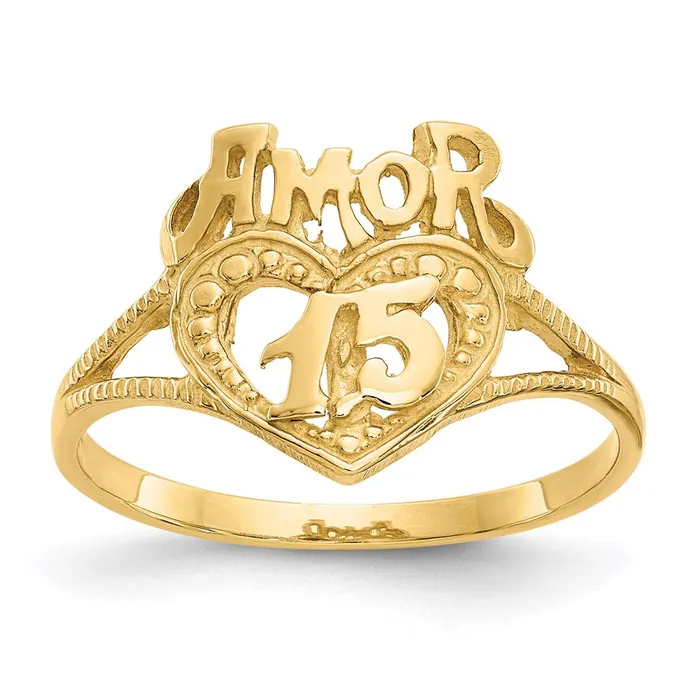 Goldia 14K Yellow Gold 15 Amor Heart Ring Rings