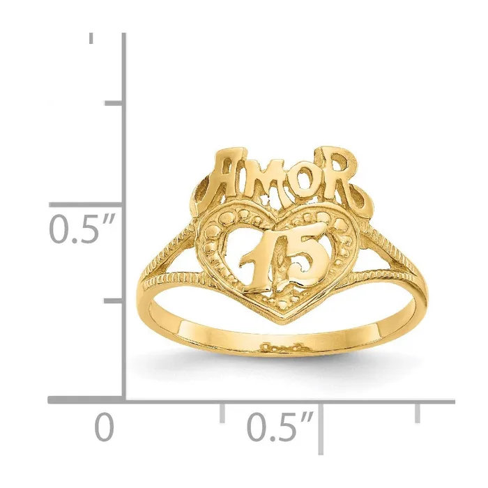 Goldia 14K Yellow Gold 15 Amor Heart Ring Rings