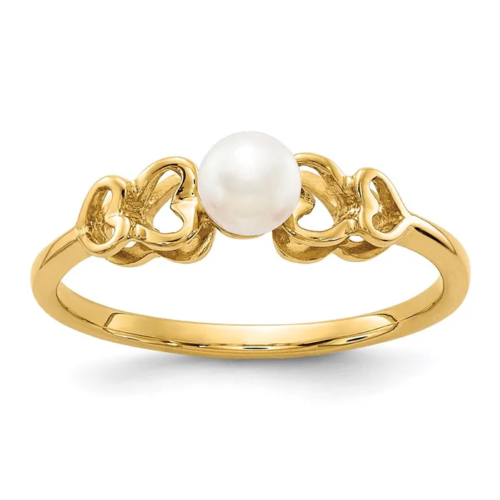 Goldia 14K Yellow Gold 4mm FW Cultured Pearl Ring Rings