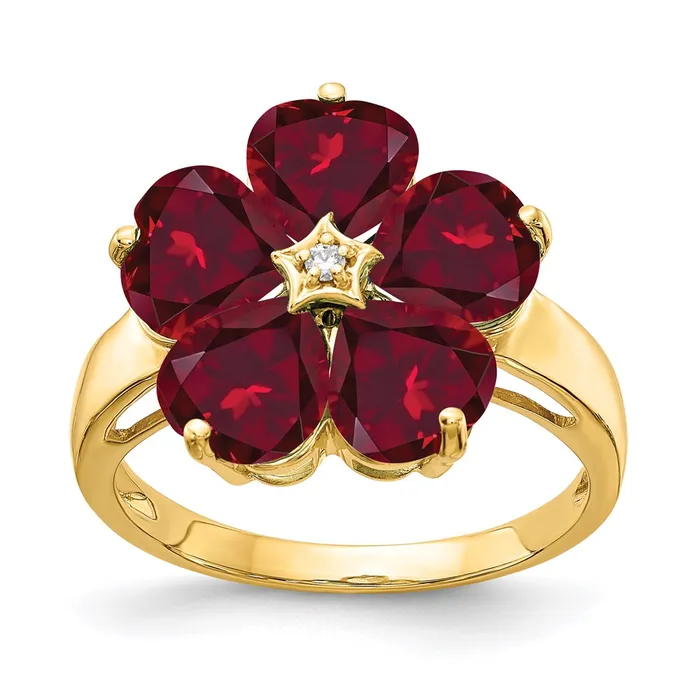 Goldia 14K Yellow Gold 6mm Heart Created Ruby A Real Diamond ring Rings