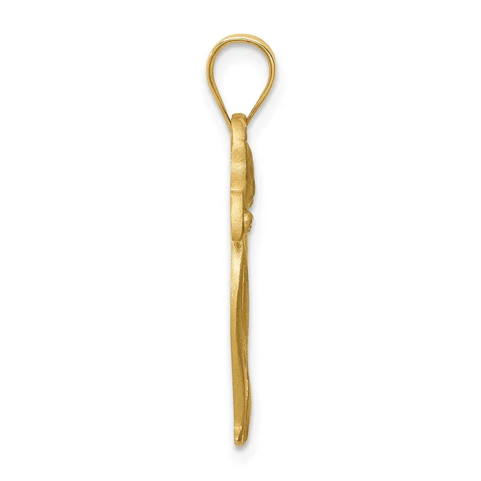 Goldia 14k Yellow Gold Brushed Diamondcut Cat Pendant Necklaces