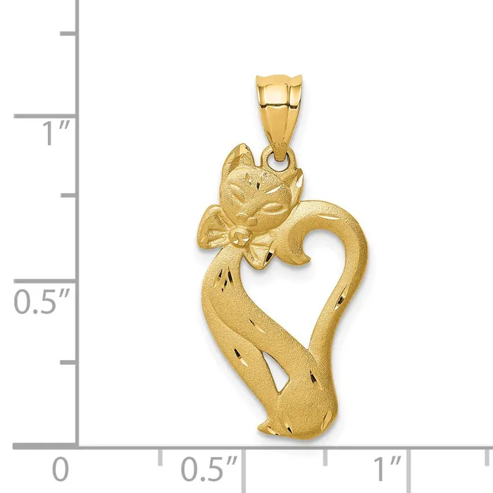 Goldia 14k Yellow Gold Brushed Diamondcut Cat Pendant Necklaces