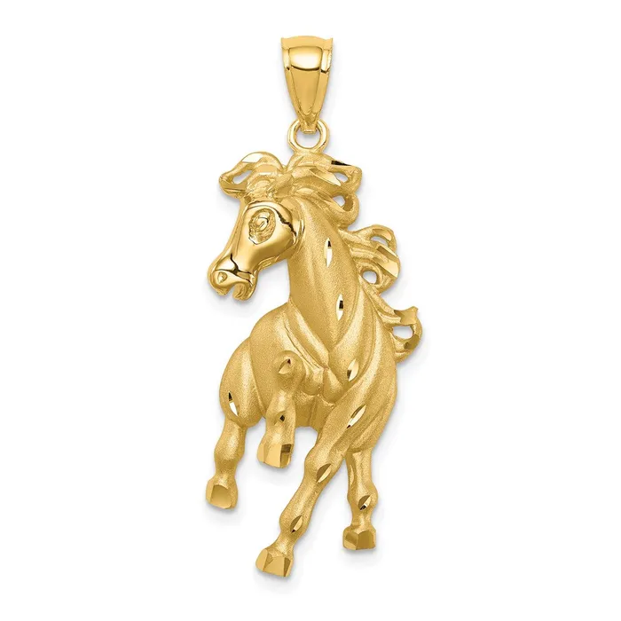 Goldia 14k Yellow Gold Brushed Polished Diamondcut Horse Pendant Necklaces Goldia 14k Yellow Gold Brushed Polished Diamondcut Horse Pendant Necklaces